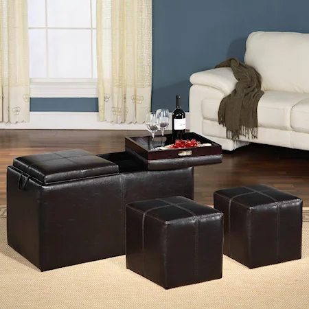 Contemporary Styled Five Piece Ottoman Set